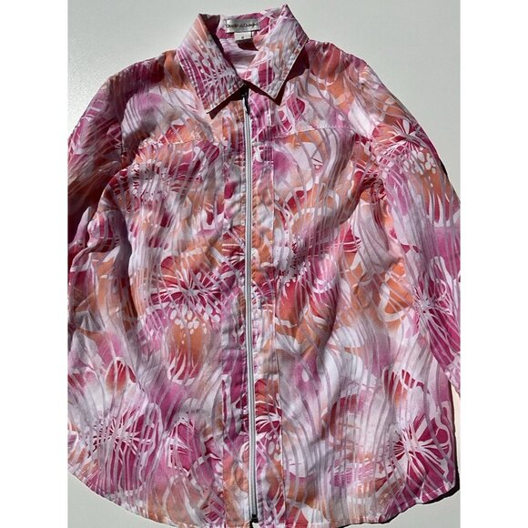 Vintage Drapers & Damons Jacket Womens Size M Floral Pink Multicolored Zip Down - Picture 12 of 15